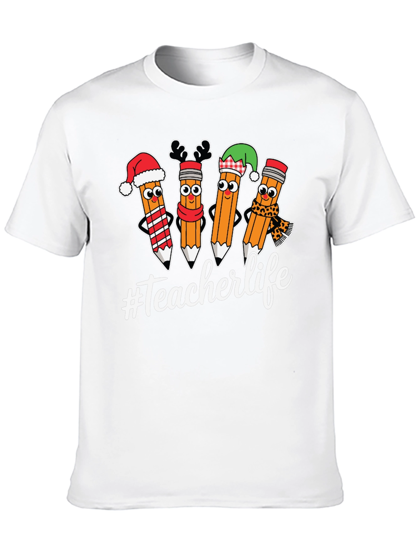 Teacherlife Holiday Pencils Graphic T-Shirt