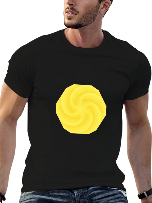 Geometric Yellow Pattern Black T-Shirt